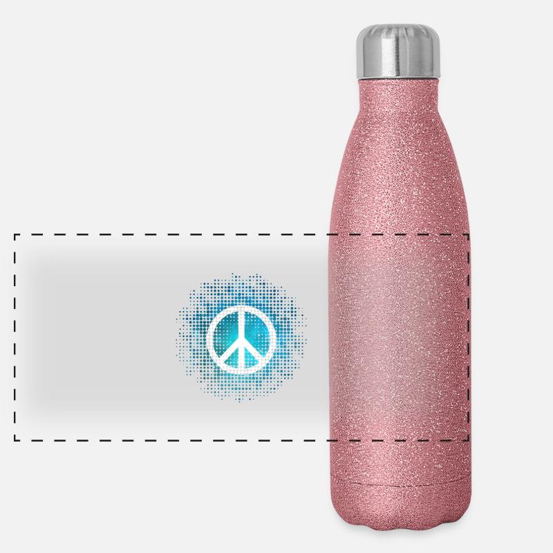 Peace Symbol Love Harmony Freedom Dots Summer Panoramic Glitter Thermal Bottle 500 ml