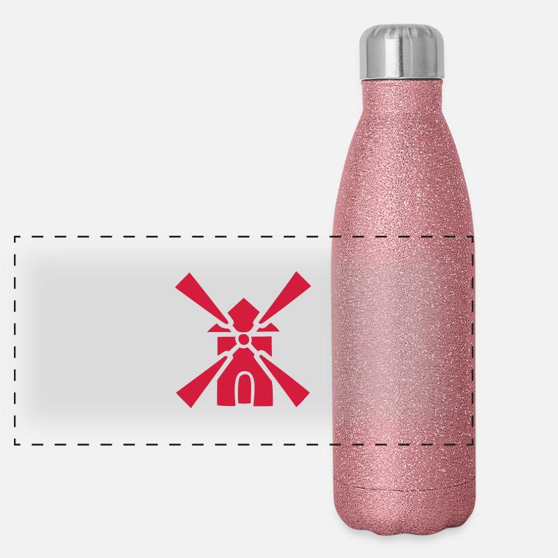dessin symbole de moulin à vent , meunier Gourde isotherme panoramique pailletée 500 ml