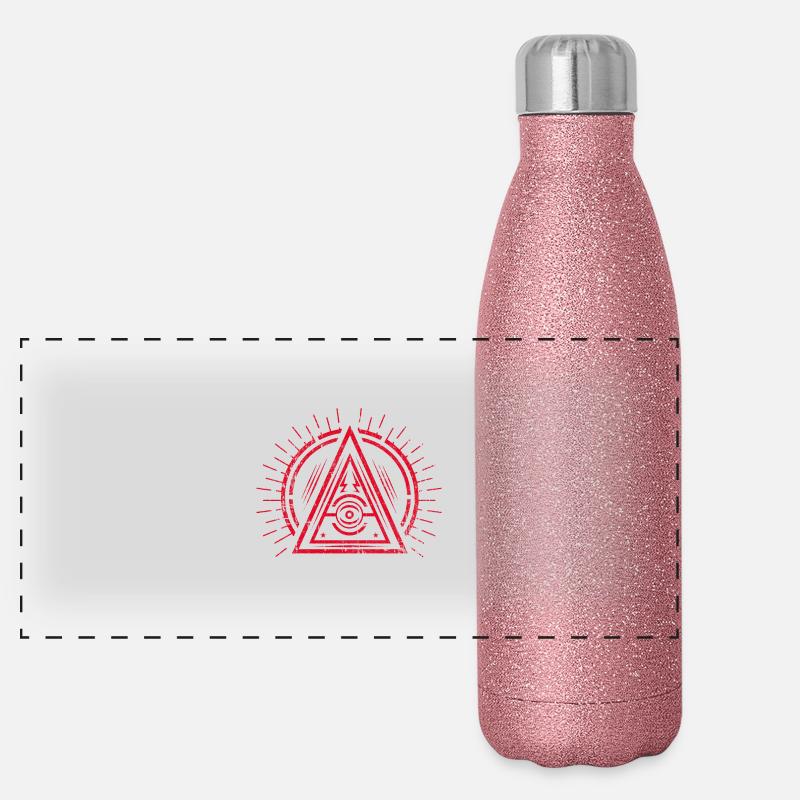 Illuminati - All Seeing Eye - Satan / Black Symbol Panoramic Glitter Thermal Bottle 500 ml