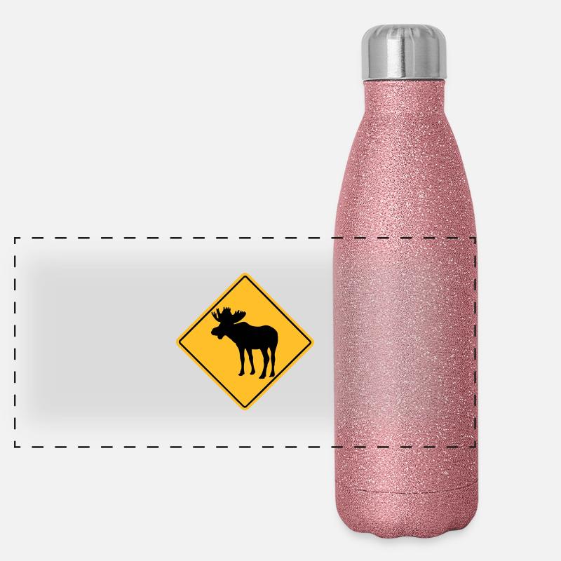 Moose Road Sign Panorama Glitzer Isolierflasche 500 ml