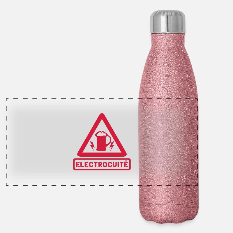 electrocuite panneau danger biere humour Gourde isotherme panoramique pailletée 500 ml