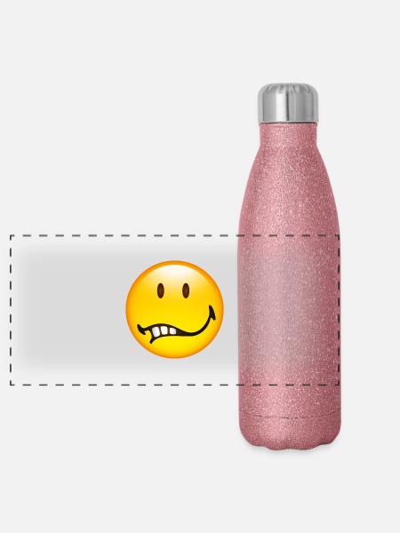 Smiley Glossy Doubt - Panoramic Glitter Thermal Bottle 500 ml - pink glitter - Front