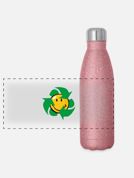 Smiley Recycle - Panoramic Glitter Thermal Bottle 500 ml - pink glitter - Front