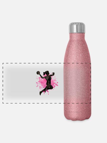 handbal frau - Panorama Glitzer Isolierflasche 500 ml - Pink Glitzer - Vorne