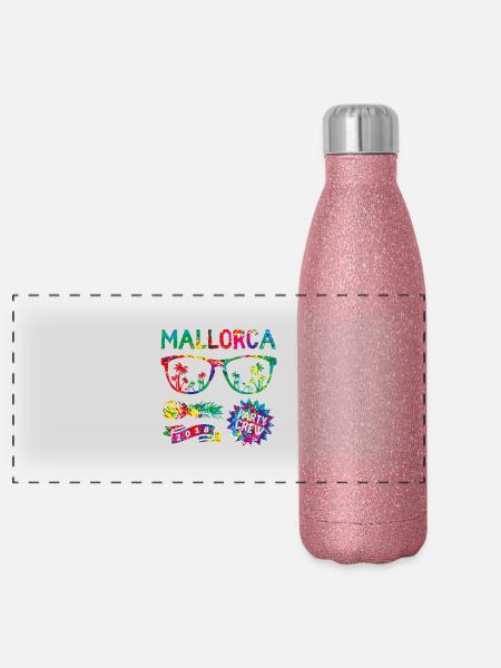 mallorca party crew colors - Panorama Glitzer Isolierflasche 500 ml - Pink Glitzer - Vorne