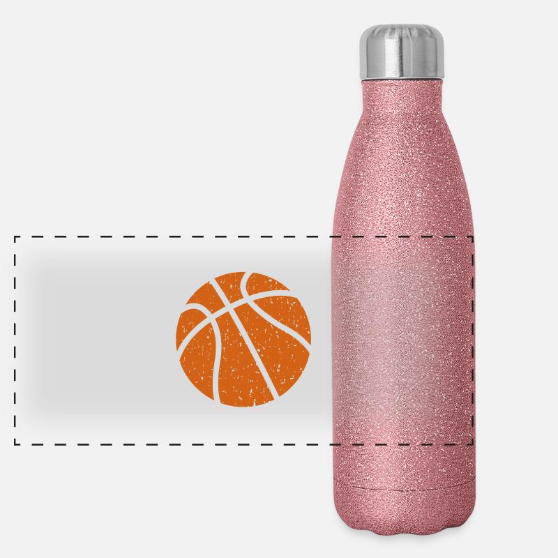 Basketball Used Look orange Panorama Glitzer Isolierflasche 500 ml