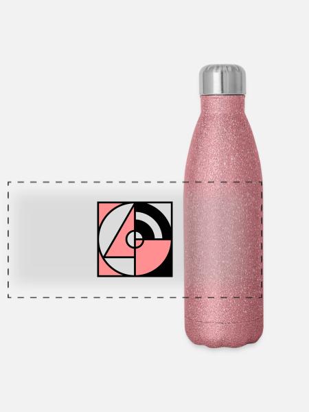 Formes géométriques - Gourde isotherme panoramique pailletée 500 ml - paillettes roses - Devant