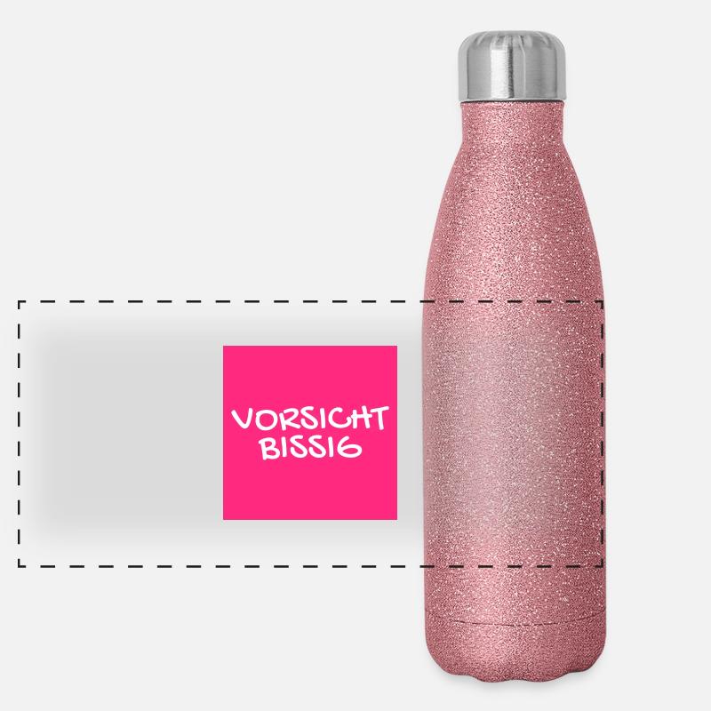 Vorsicht Bissig Mundschutz Nasenschutz Panorama Glitzer Isolierflasche 500 ml