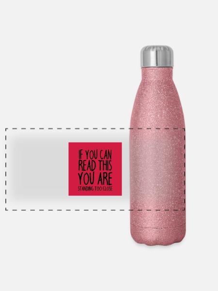 Mundschutz lustig Spruch - lustige Sprüche - Panorama Glitzer Isolierflasche 500 ml - Pink Glitzer - Vorne
