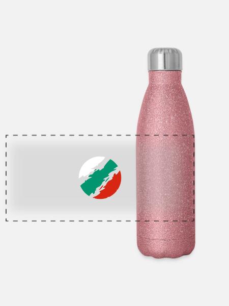 Drapeau de la Bulgarie - Gourde isotherme panoramique pailletée 500 ml - paillettes roses - Devant