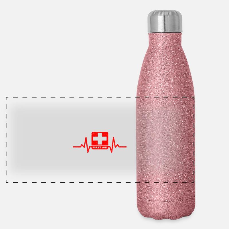 Mein Herz schlägt um anderen zu Helfen! Panorama Glitzer Isolierflasche 500 ml