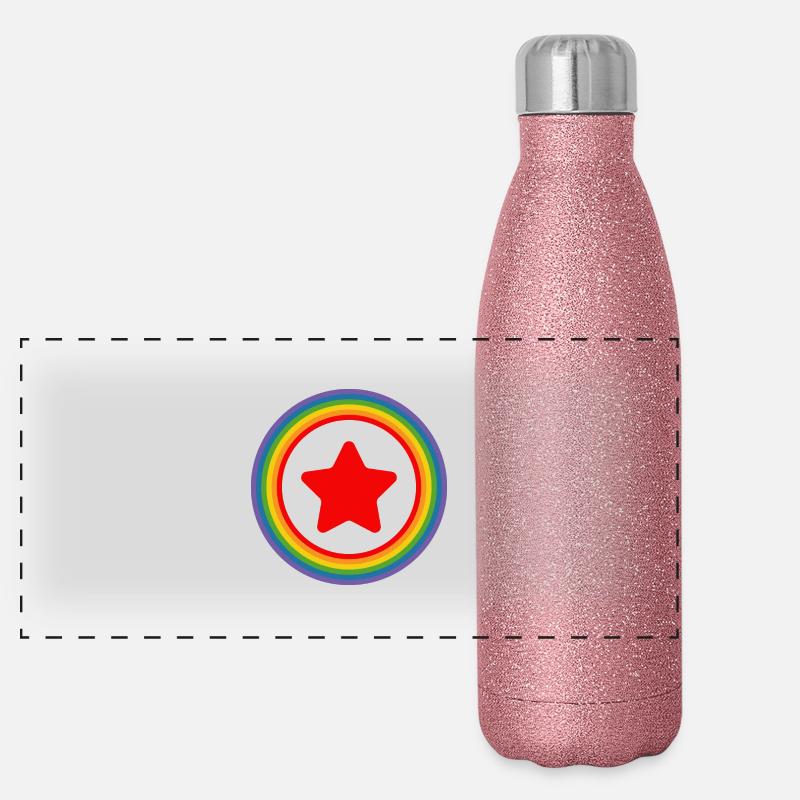 Étoile ronde arc-en-ciel Gourde isotherme panoramique pailletée 500 ml