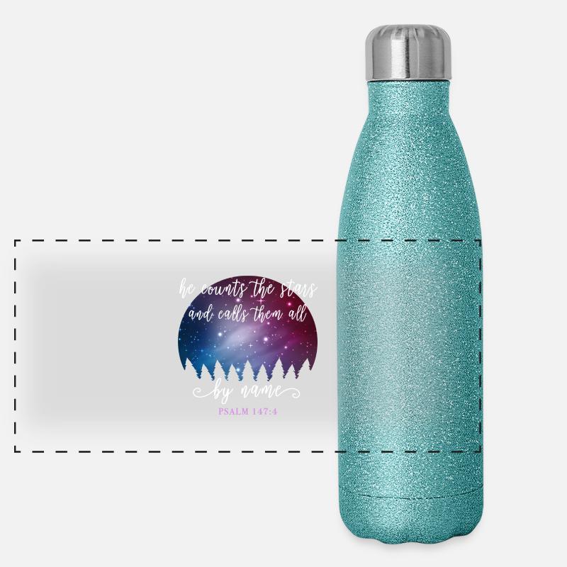 Christliches Zitat Psalm 147:4 Panorama Glitzer Isolierflasche 500 ml