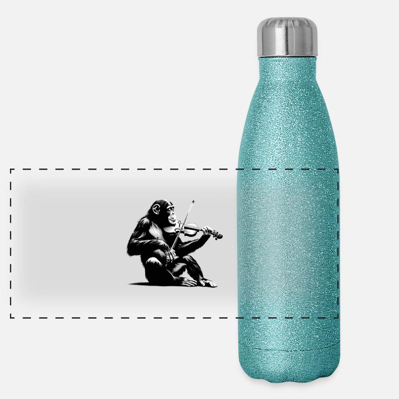 Violon singe orchestre Street Art Banksy Style Gourde isotherme panoramique pailletée 500 ml