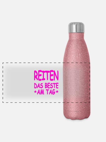 Chevaucher - Gourde isotherme panoramique pailletée 500 ml - paillettes roses - Devant