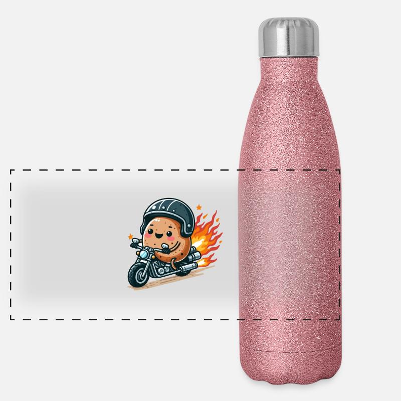 Biker-Kartoffel Panorama Glitzer Isolierflasche 500 ml