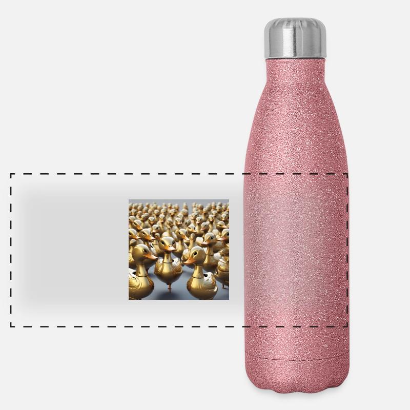 Goldene Enten Panorama Glitzer Isolierflasche 500 ml