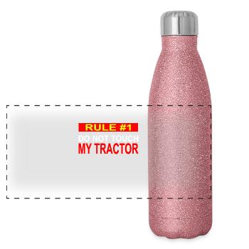 Tracteur - Gourde isotherme panoramique pailletée 500 ml - paillettes roses - Devant