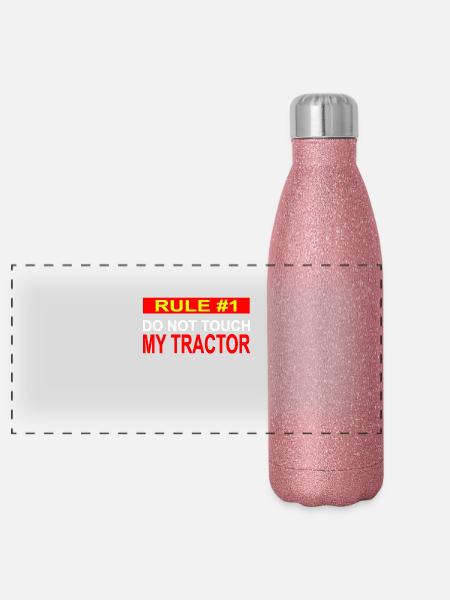 Tracteur - Gourde isotherme panoramique pailletée 500 ml - paillettes roses - Devant