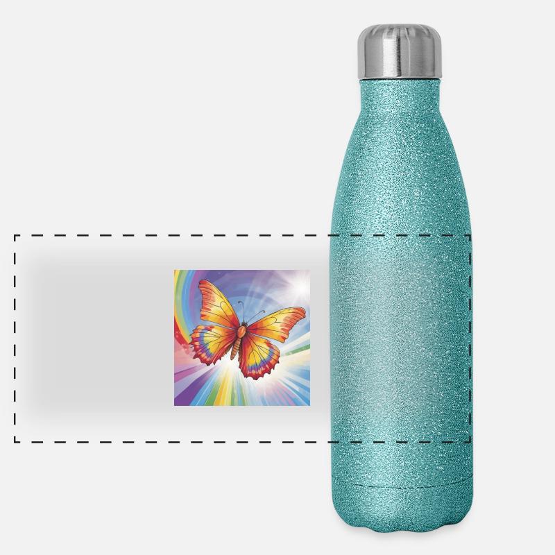 Schmetterling Panorama Glitzer Isolierflasche 500 ml