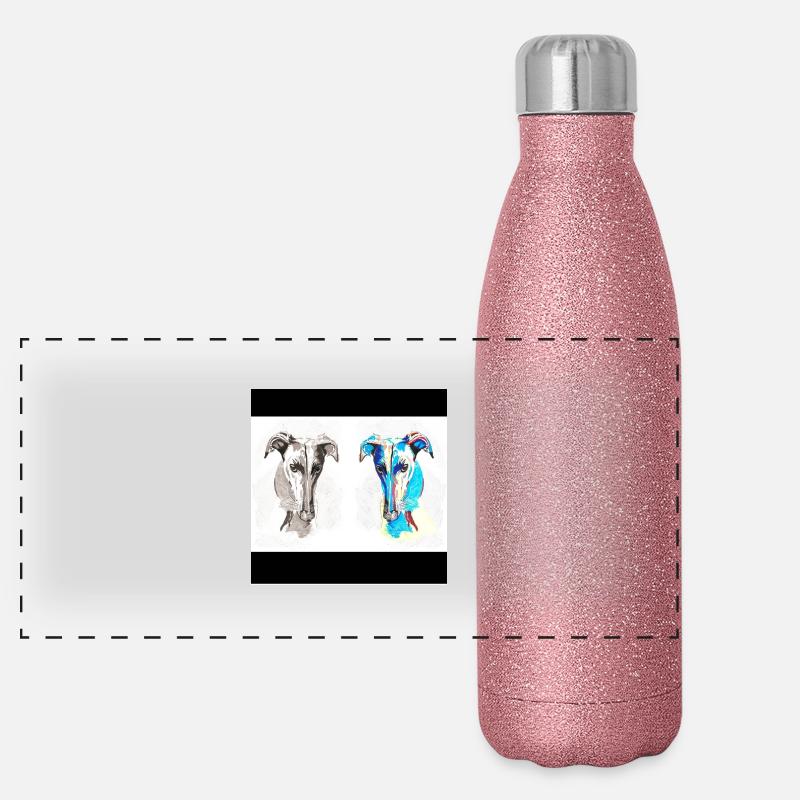 Amis lévriers - Gourde isotherme panoramique pailletée 500 ml - paillettes roses