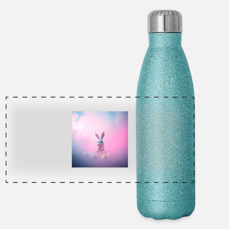 „Der fröhliche Eierhase“ Panorama Glitzer Isolierflasche 500 ml