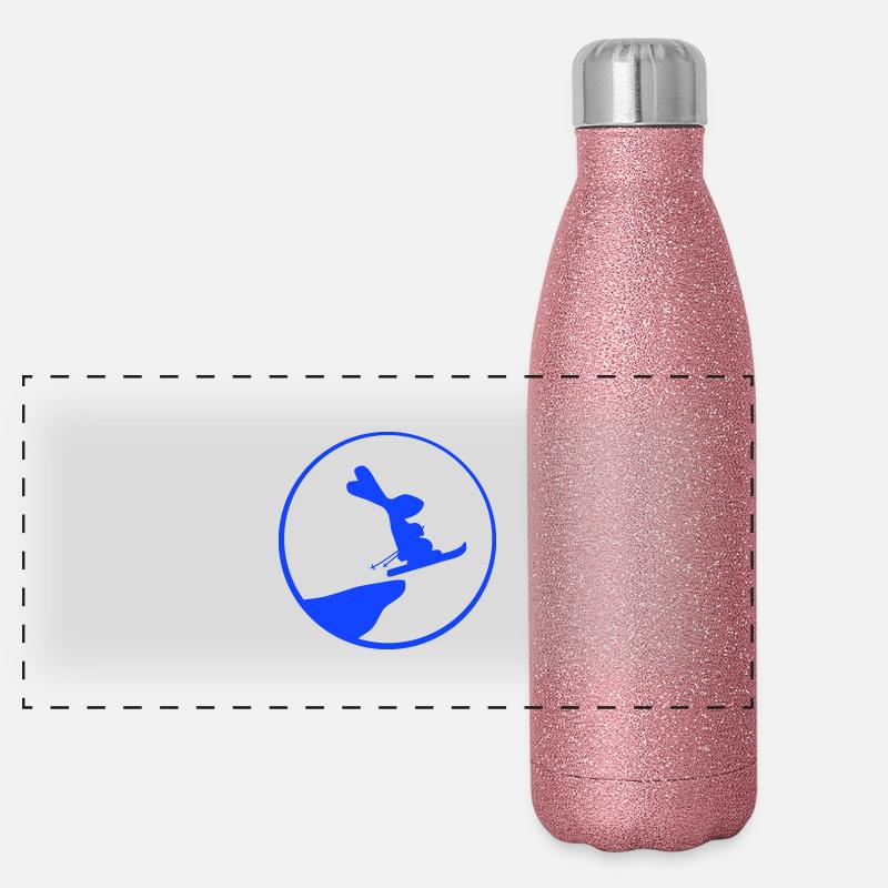 Bunny Moon Ski Bunny Jump Cliff Skiing Night Panoramic Glitter Thermal Bottle 500 ml