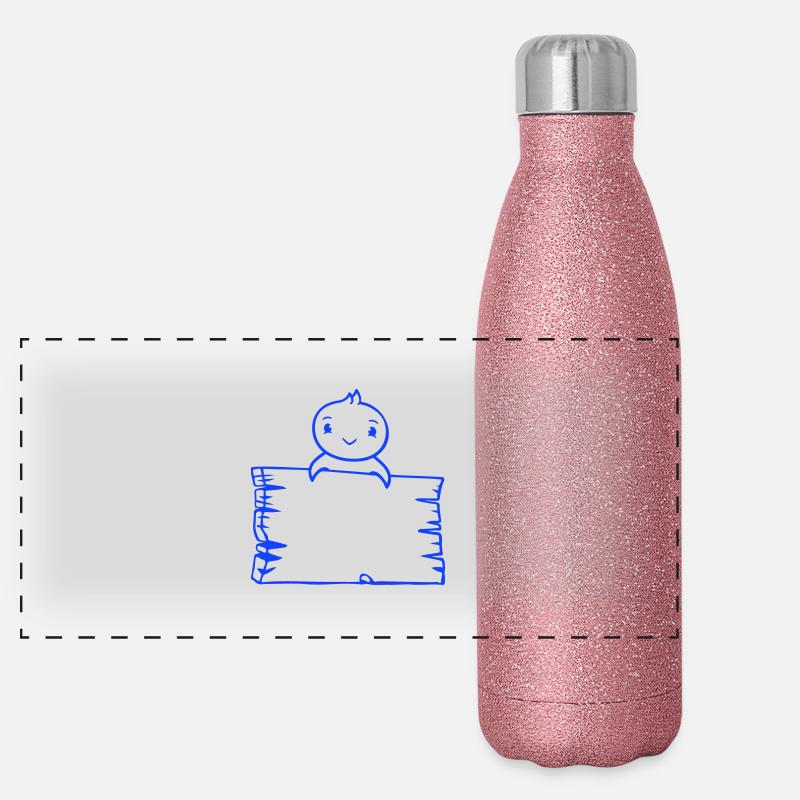 Vogel sitzt auf Holzschild Text Schild Rahmen süß Panorama Glitzer Isolierflasche 500 ml