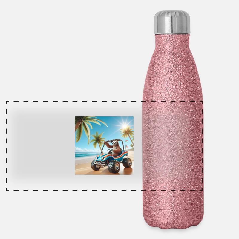 Faultier Wanderer Dünen Buggy Panorama Glitzer Isolierflasche 500 ml