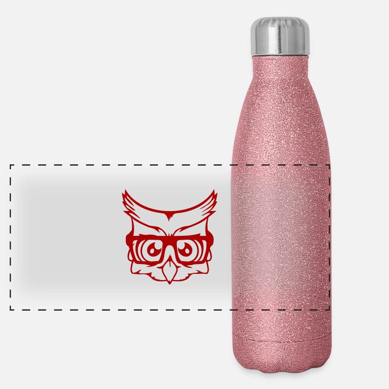 Eule Nerd Geek Hormbrille Vogel Uhu Brille schlau Panorama Glitzer Isolierflasche 500 ml