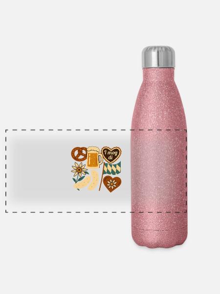 Bayern - Panorama Glitzer Isolierflasche 500 ml - Pink Glitzer - Vorne
