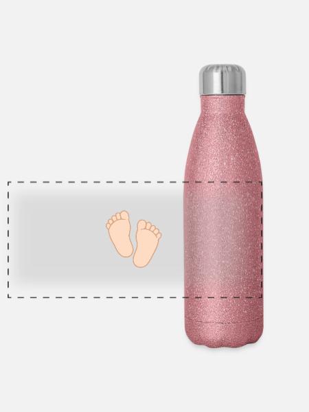 Sweet Baby Feet - Petites traces, grand amour - Gourde isotherme panoramique pailletée 500 ml - paillettes roses - Devant