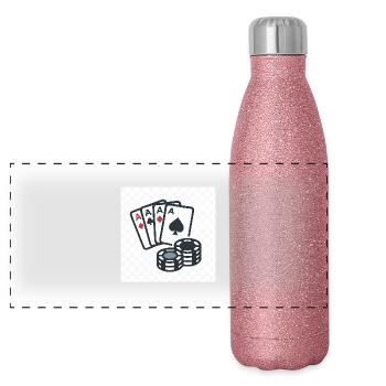 Poker: The Game of Kings and the Bluff Master - Panoramic Glitter Thermal Bottle 500 ml - pink glitter - Front