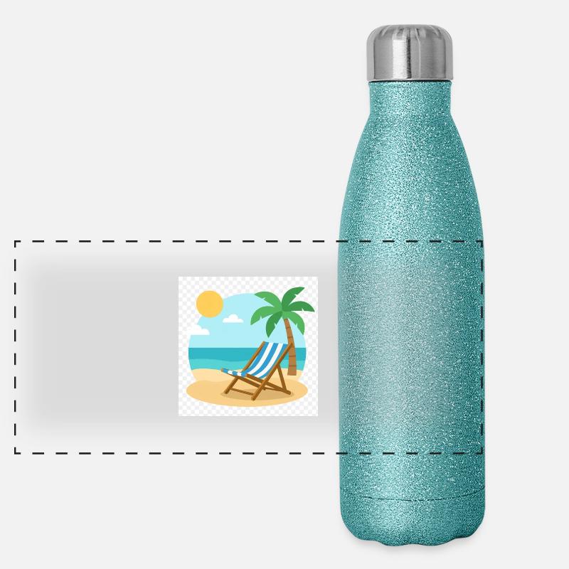 Entspannung pur: Deine Liege wartet am Strand Panorama Glitzer Isolierflasche 500 ml