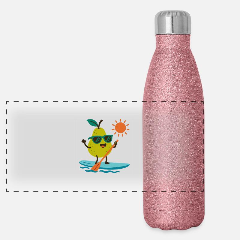 Sportliche Birne - Panorama Glitzer Isolierflasche 500 ml - Pink Glitzer