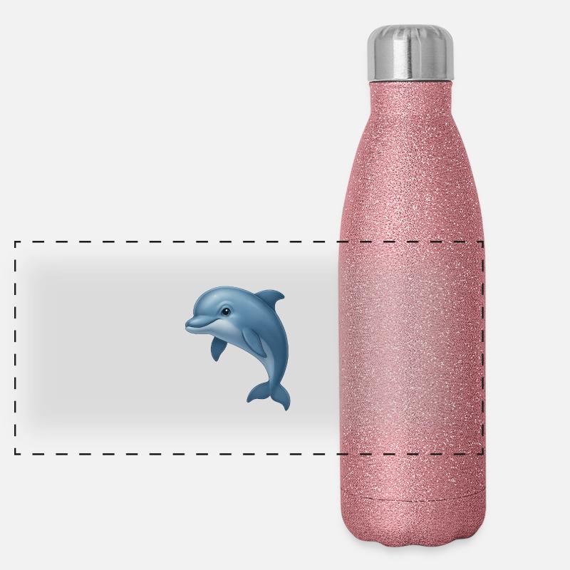 Dolphin love – free & playful Panoramic Glitter Thermal Bottle 500 ml