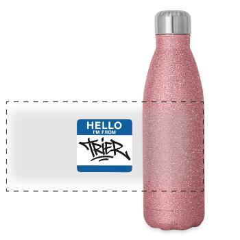 Trier Germany Graffiti - Panoramic Glitter Thermal Bottle 500 ml - pink glitter - Front