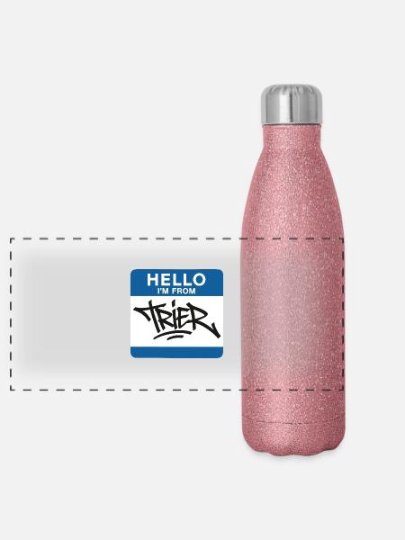 Trier Germany Graffiti - Panoramic Glitter Thermal Bottle 500 ml - pink glitter - Front