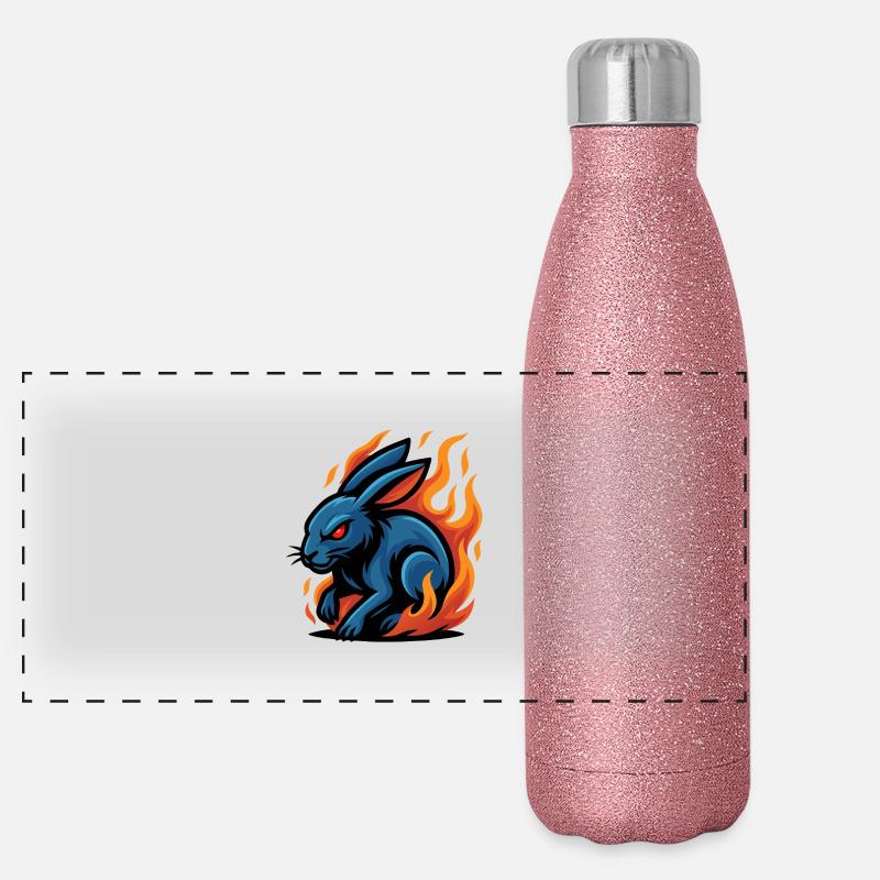 Lapin – Coureur de lune | Mascotte du zodiaque urbain Gourde isotherme panoramique pailletée 500 ml
