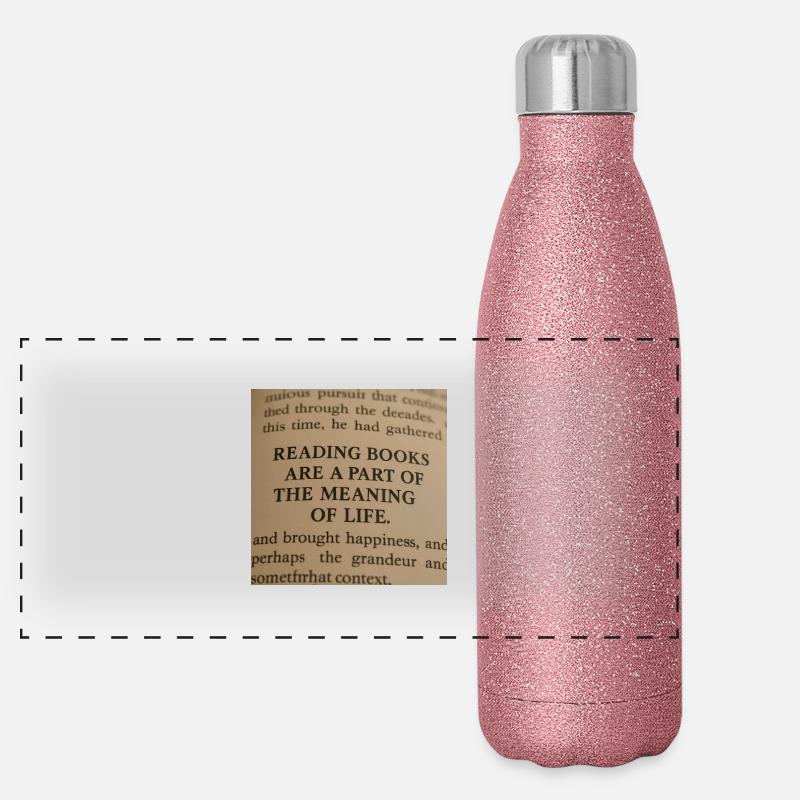 Lesen und der Sinn des Lebens Panorama Glitzer Isolierflasche 500 ml