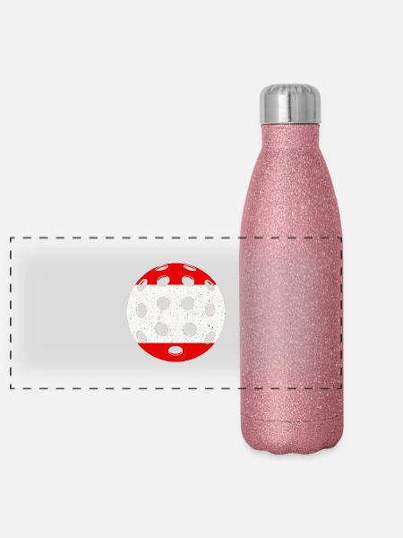 Pickleball Autriche - Gourde isotherme panoramique pailletée 500 ml - paillettes roses - Devant