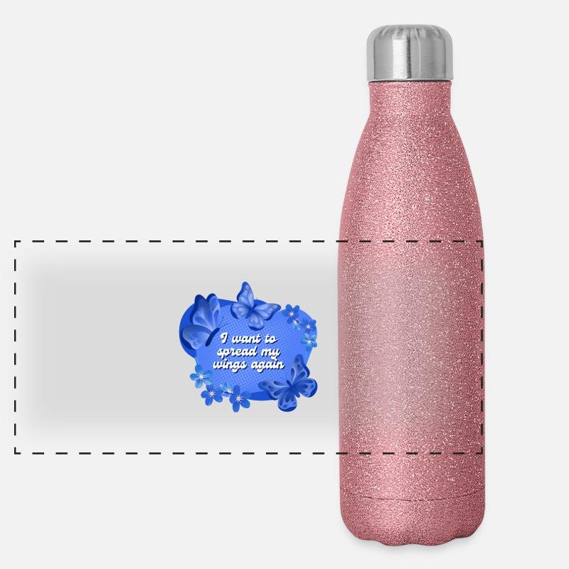 I want to spread my wings again Schmetterlinge Panorama Glitzer Isolierflasche 500 ml