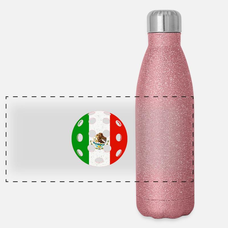 Pickleball Mexiko Panorama Glitzer Isolierflasche 500 ml