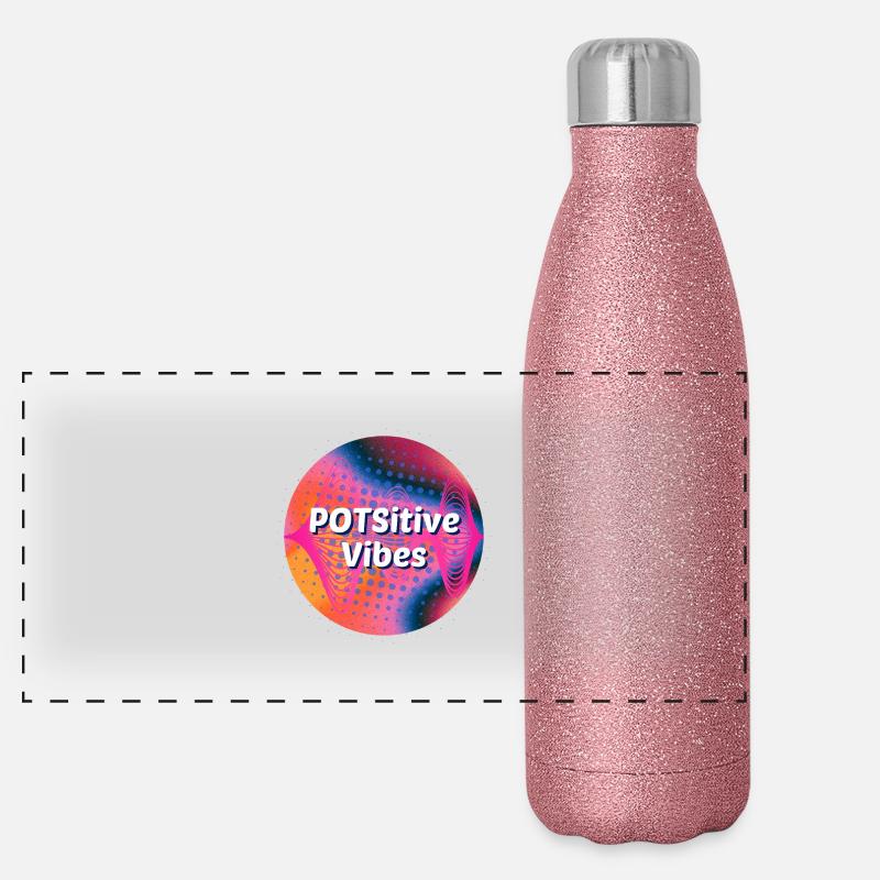 POTSitive Vibes Ondes de fond colorées Gourde isotherme panoramique pailletée 500 ml