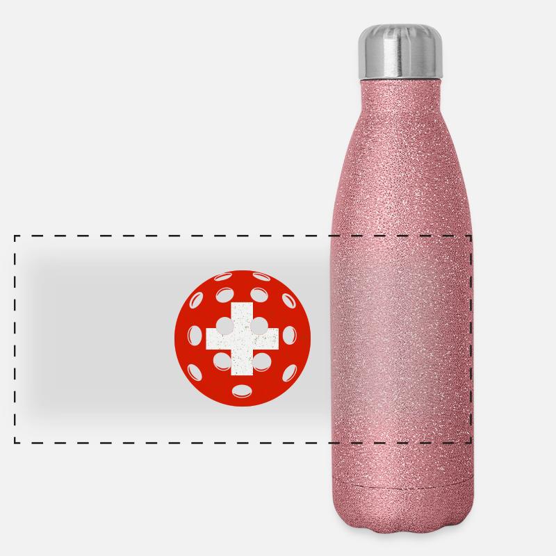 Schweizer Pickleball Panorama Glitzer Isolierflasche 500 ml
