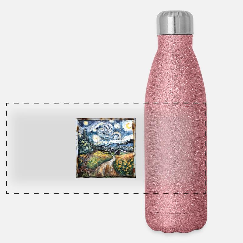 Graffiti Landscape Fields Rust Metal Urban Panoramic Glitter Thermal Bottle 500 ml