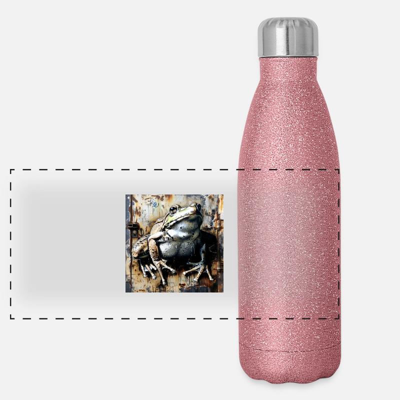 Graffiti Crapaud Crapaud Grenouille Rouille Métal Urbain Gourde isotherme panoramique pailletée 500 ml