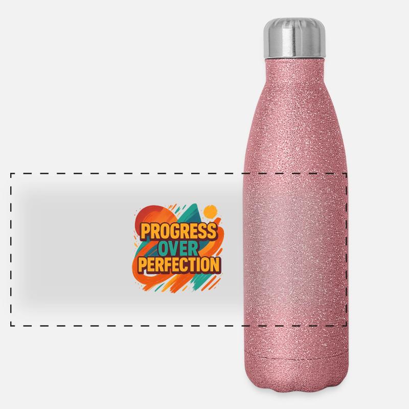 Progress Over Perfection – Motivation Panorama Glitzer Isolierflasche 500 ml