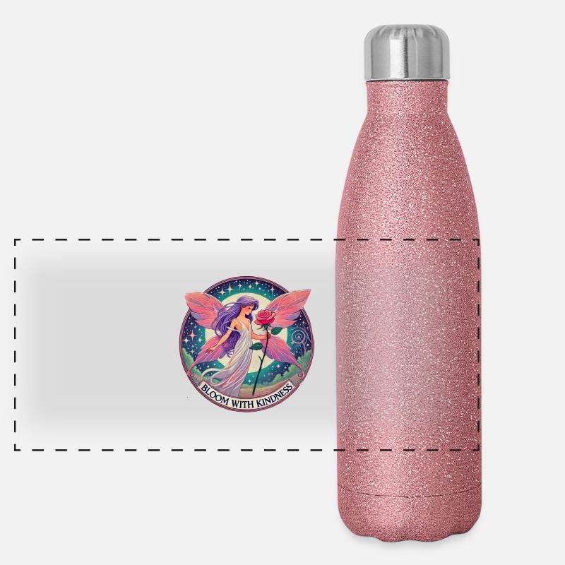 Blühen Sie mit Freundlichkeit Panorama Glitzer Isolierflasche 500 ml