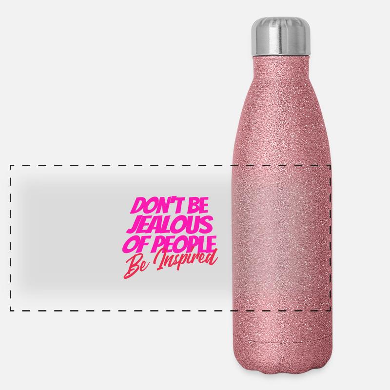 Don't Be Jealous – Be Inspired Quote Panoramic Glitter Thermal Bottle 500 ml
